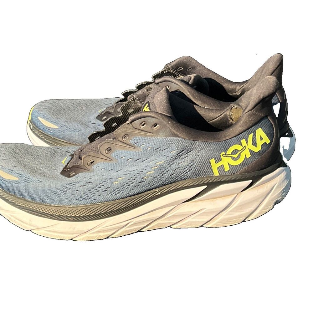 Hoka Clifton 8 Running Shoes Mens 10.5 2E Blue Wide Mesh Road Sneakers 1121374